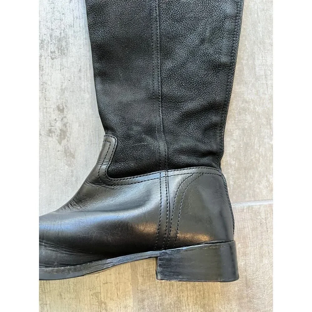 $525 TORY BURCH Black Simone Over The Knee Riding Equestrian Boots Leather 8 M